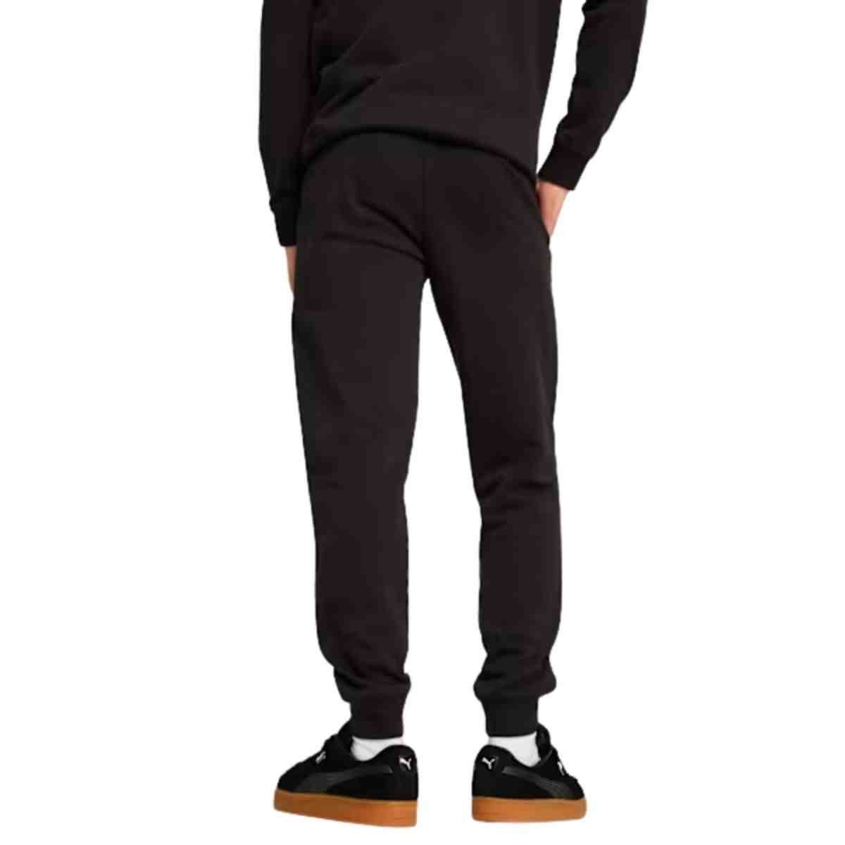 Calca Moleton Masculina Puma Logo Sweatpants Preta Preto 4
