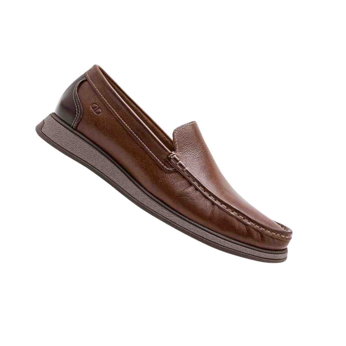 Sapato Mocassim Masculino Democrata Em Couro Nash Marrom Marrom 6
