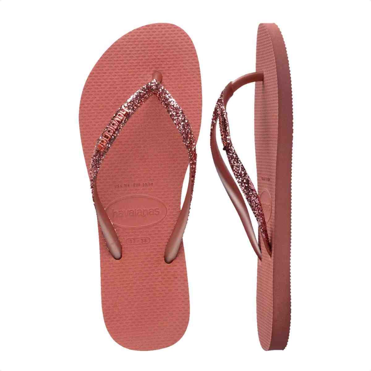 Chinelo Dedo Feminino Havaianas Slim Glitter Ii Vermelho Vermelho 5