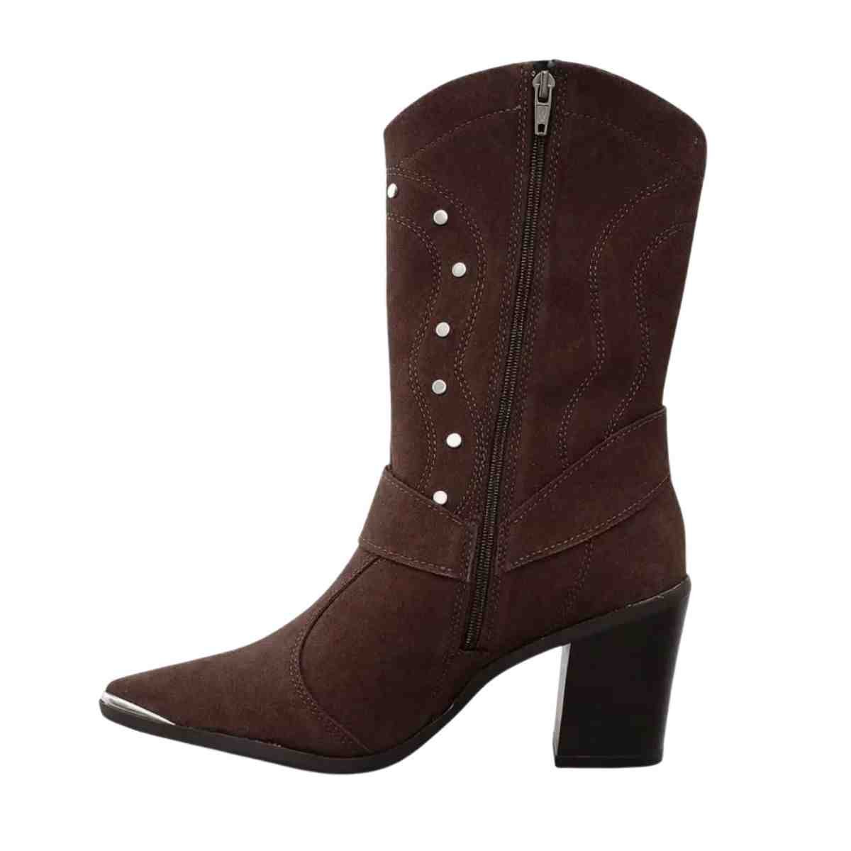 Bota Feminina Country Vizzano Western Texano Marrom Cacau 5