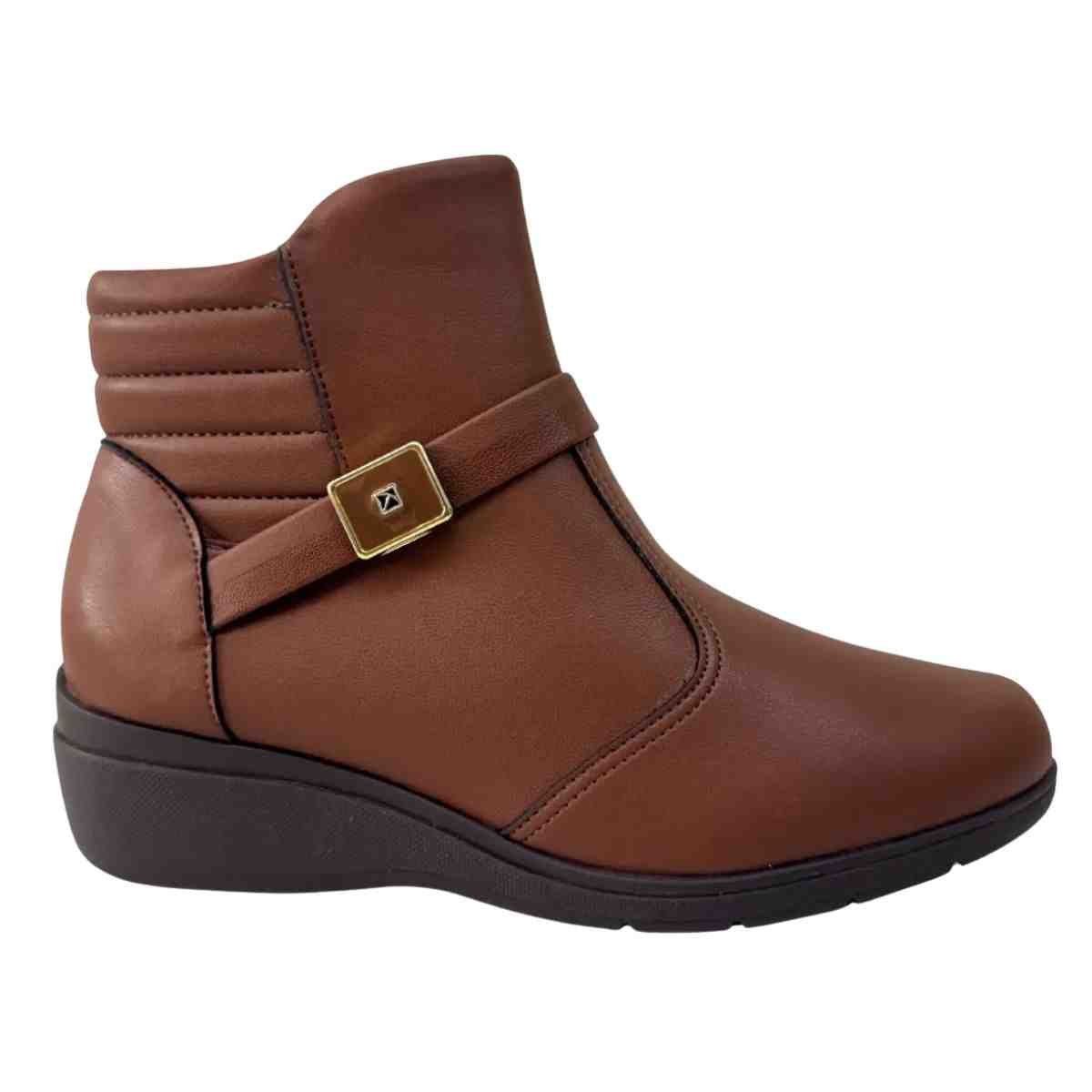 Bota Feminina Anabela Cano Baixo Piccadilly Marrom