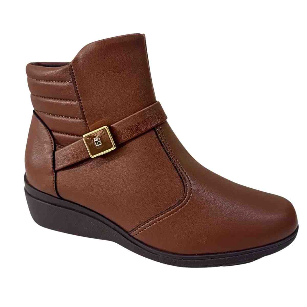 Bota Feminina Anabela Cano Baixo Piccadilly Marrom Marrom 2