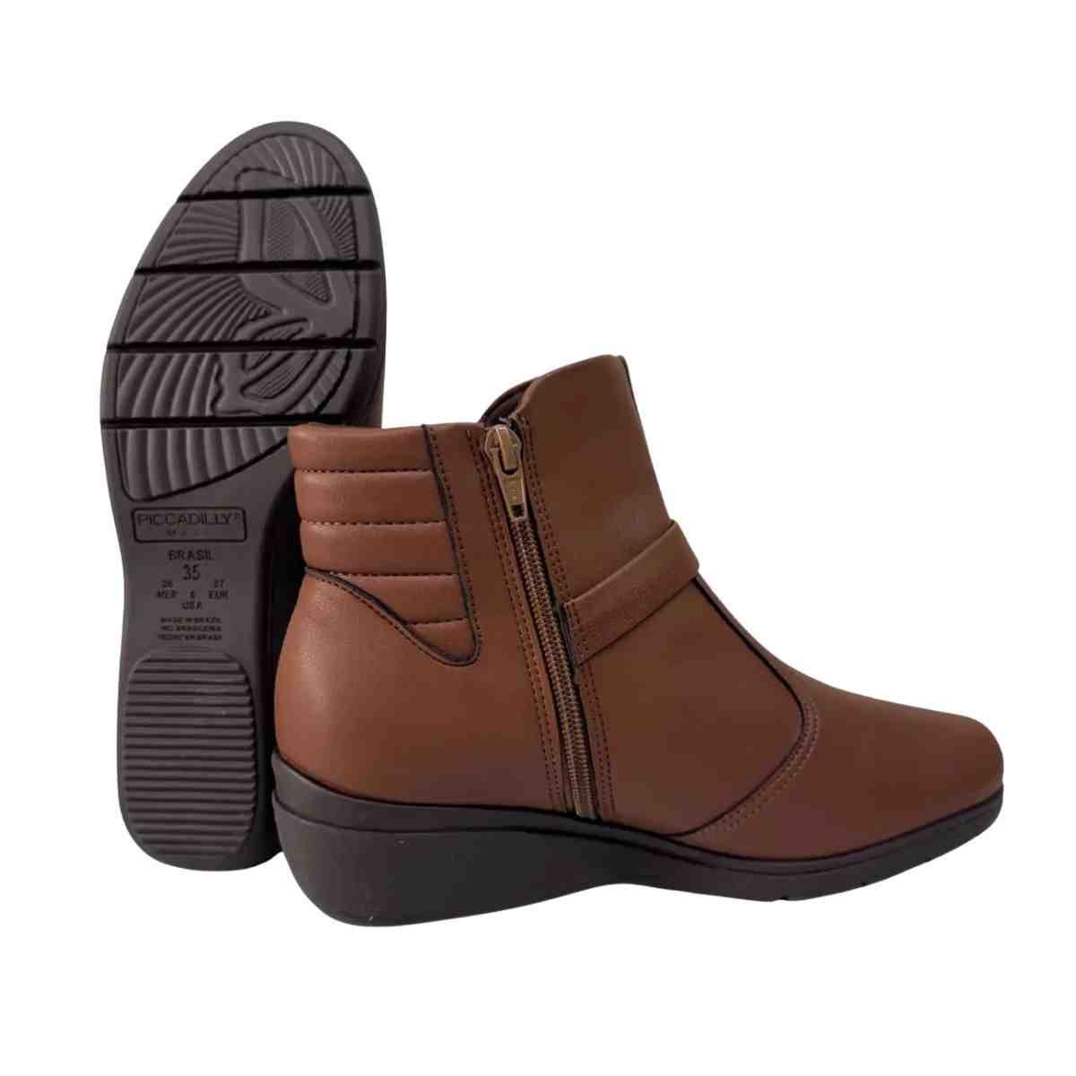 Bota Feminina Anabela Cano Baixo Piccadilly Marrom Marrom 4