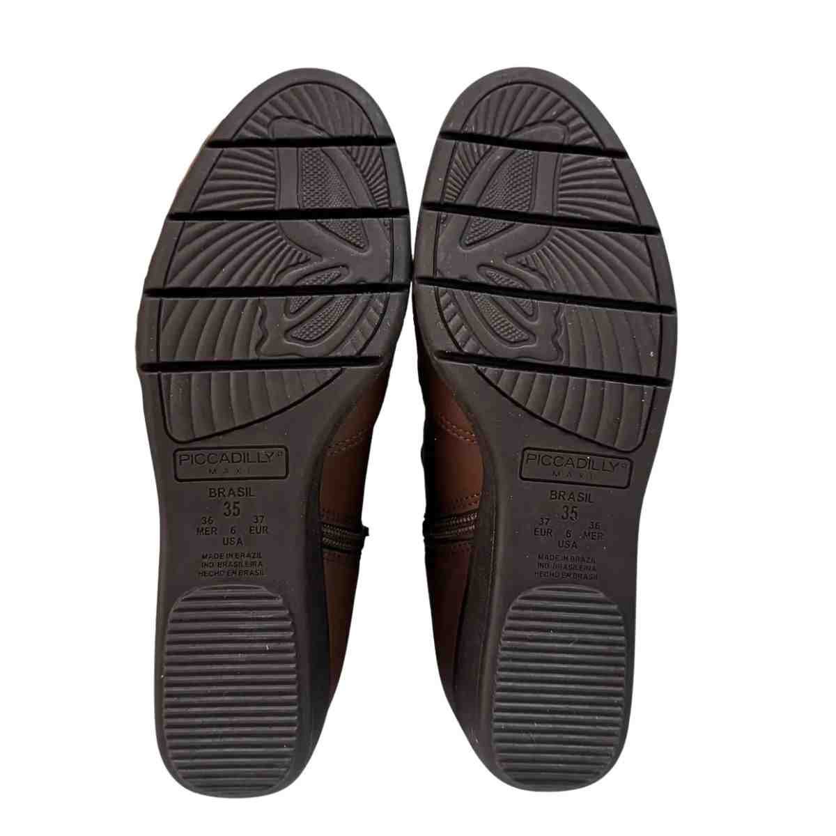 Bota Feminina Anabela Cano Baixo Piccadilly Marrom Marrom 5