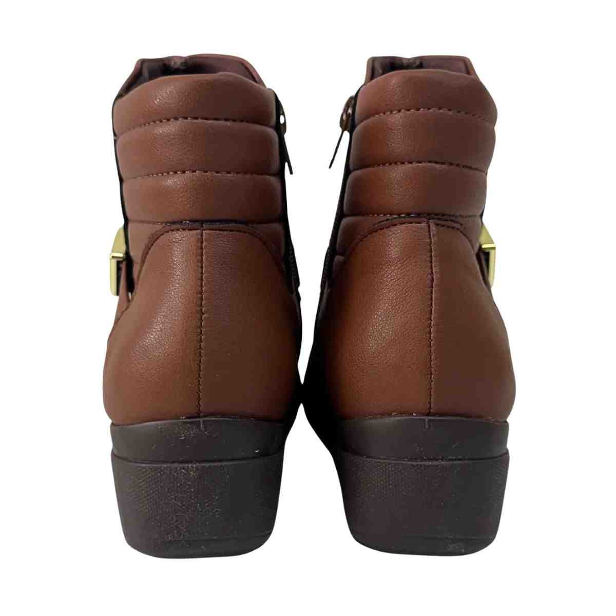 Bota Feminina Anabela Cano Baixo Piccadilly Marrom Marrom 6