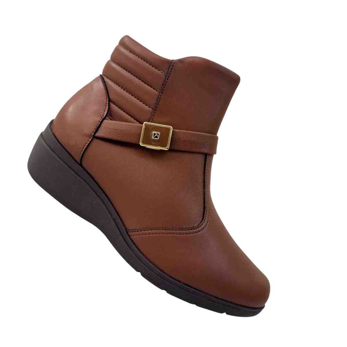 Bota Feminina Anabela Cano Baixo Piccadilly Marrom Marrom 7