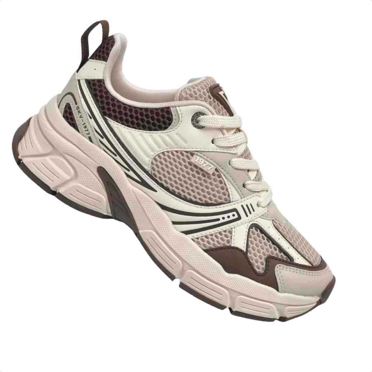 Tênis Moda Feminino Via Marte Branco E Marrom Marfim/Marrom 5