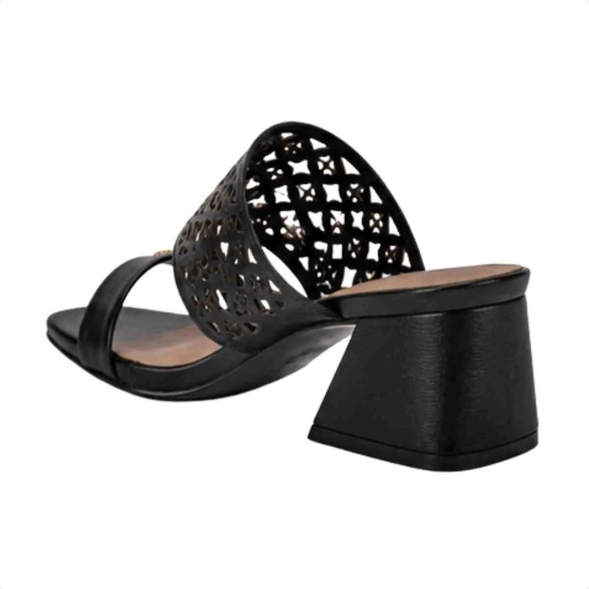 Tamanco Salto Médio Feminino Grosso Luz Da Lua Preto Preto 5