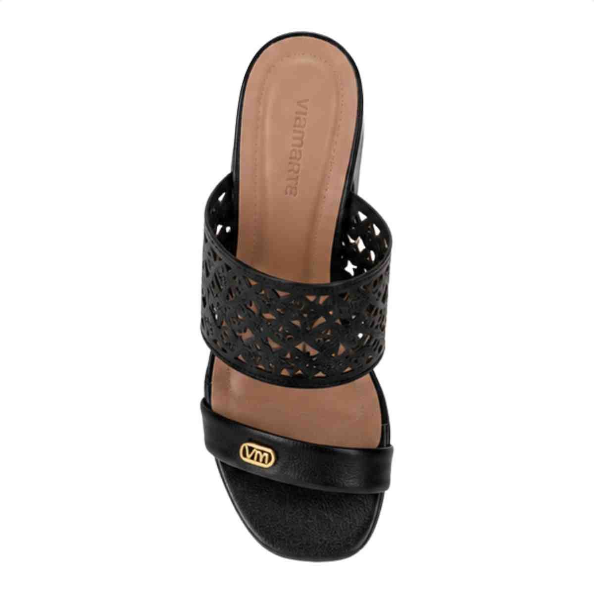 Tamanco Salto Médio Feminino Grosso Luz Da Lua Preto Preto 6