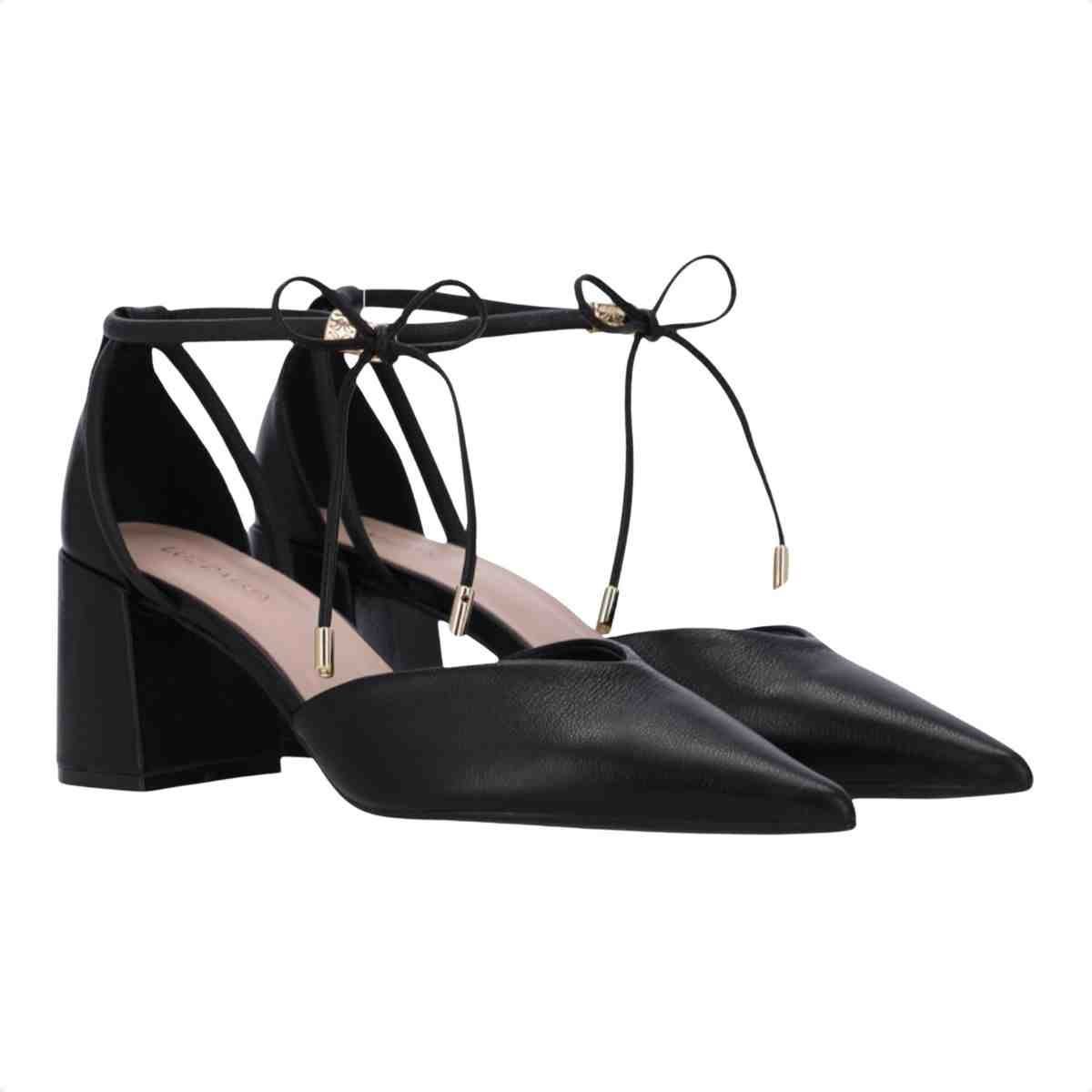 Sapato Salto Médio Grosso Feminino Luz Da Lua Preto Preto 2