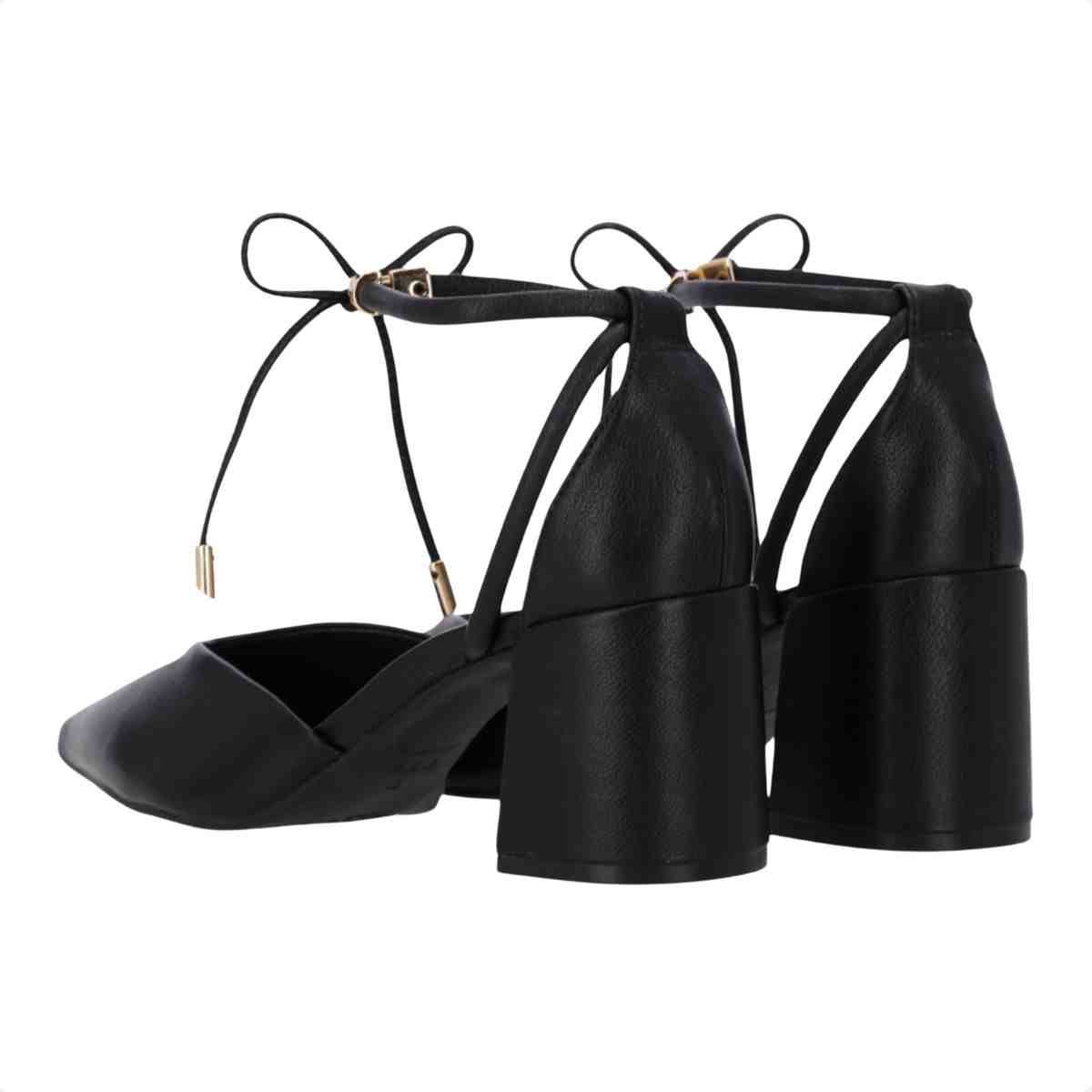 Sapato Salto Médio Grosso Feminino Luz Da Lua Preto Preto 3