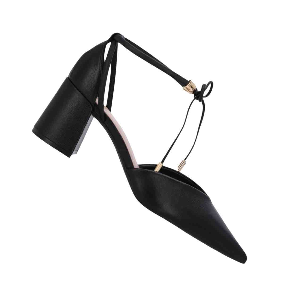 Sapato Salto Médio Grosso Feminino Luz Da Lua Preto Preto 4