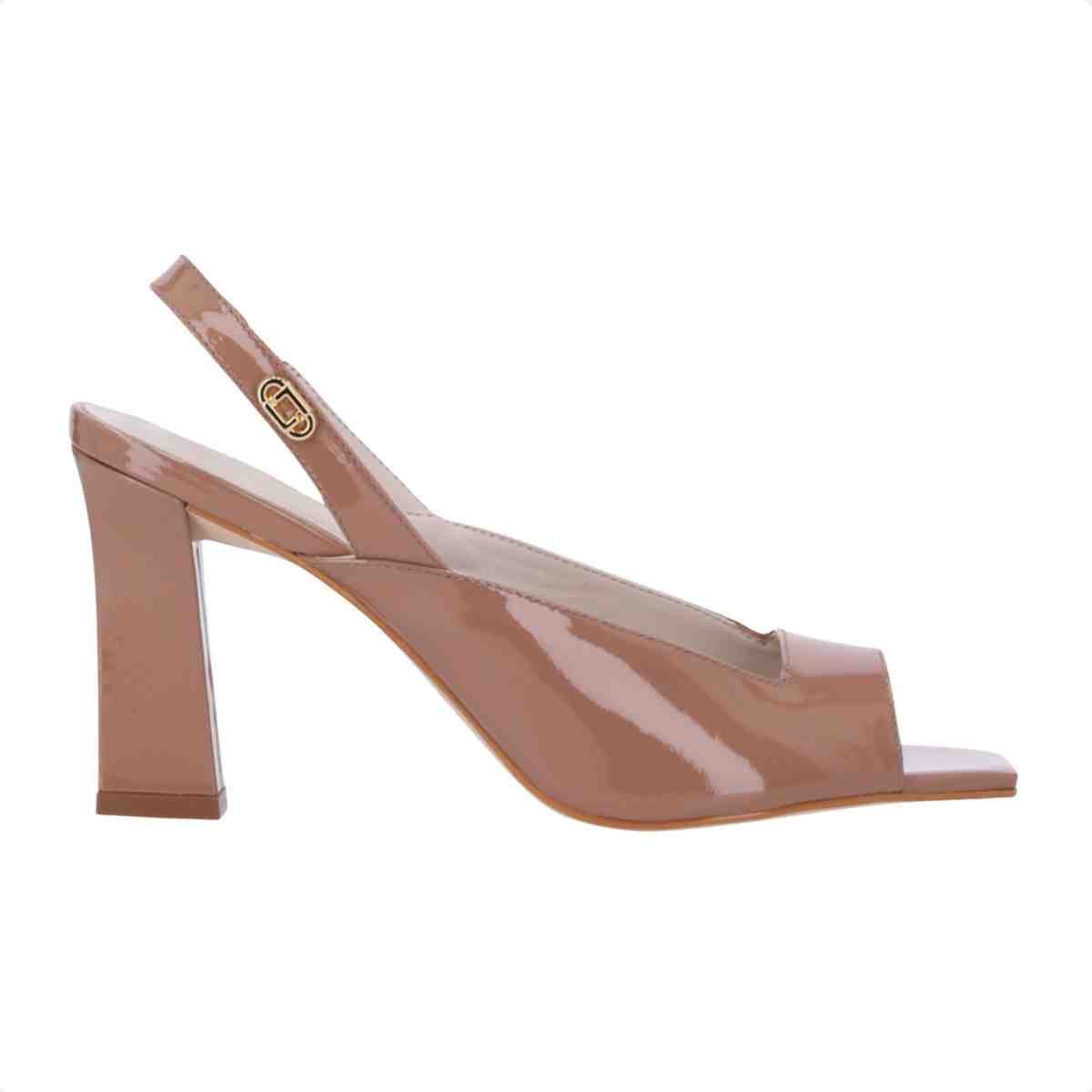 Sandalia Salto Alto Grosso Feminino Luz Da Lua Mousse Bege 1