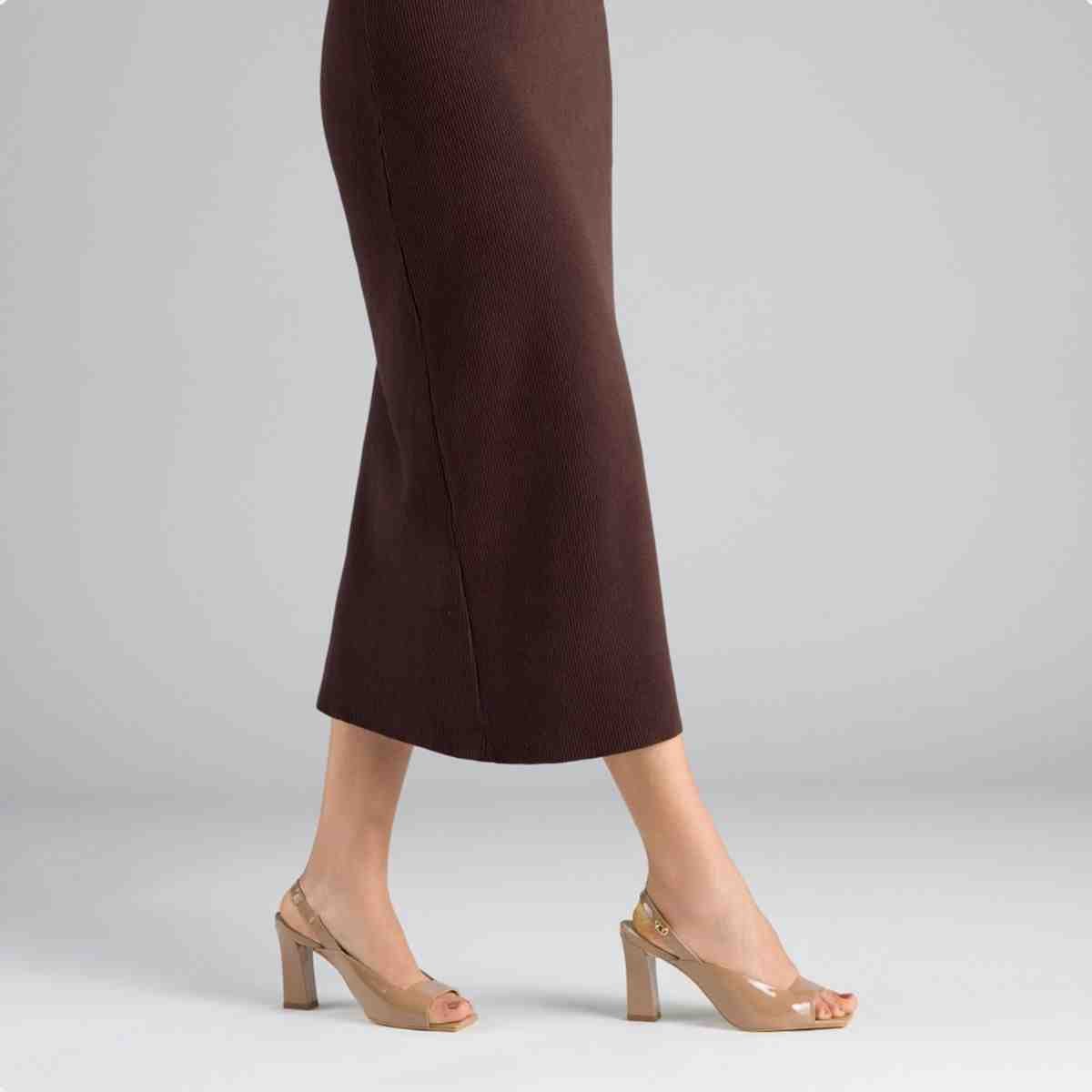 Sandalia Salto Alto Grosso Feminino Luz Da Lua Mousse Bege 2