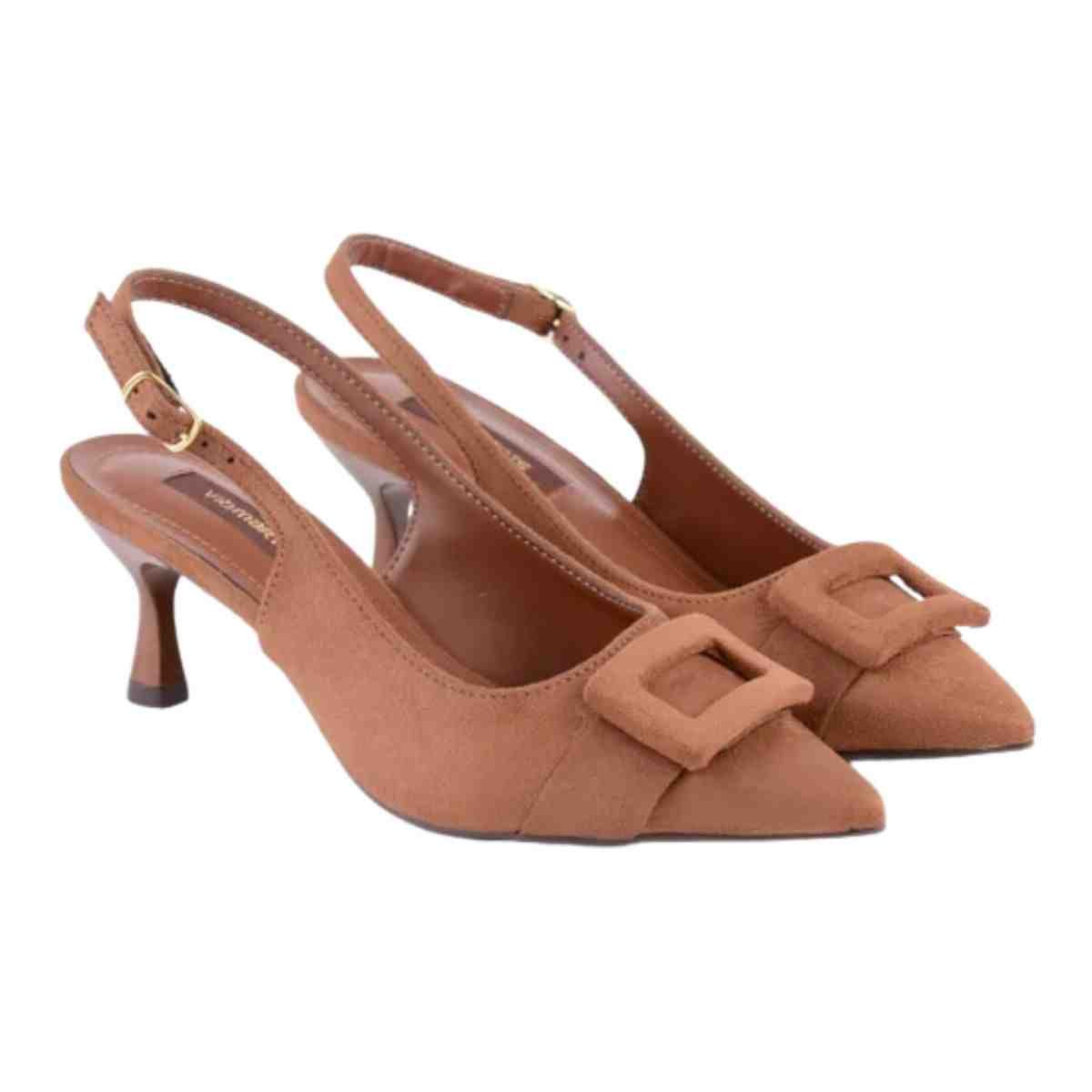 Sapato Feminino Slingback Via Marte Camurça Conhaque Conhaque 3