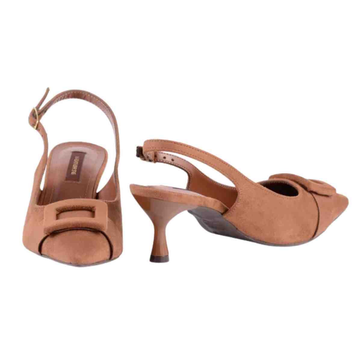 Sapato Feminino Slingback Via Marte Camurça Conhaque Conhaque 4