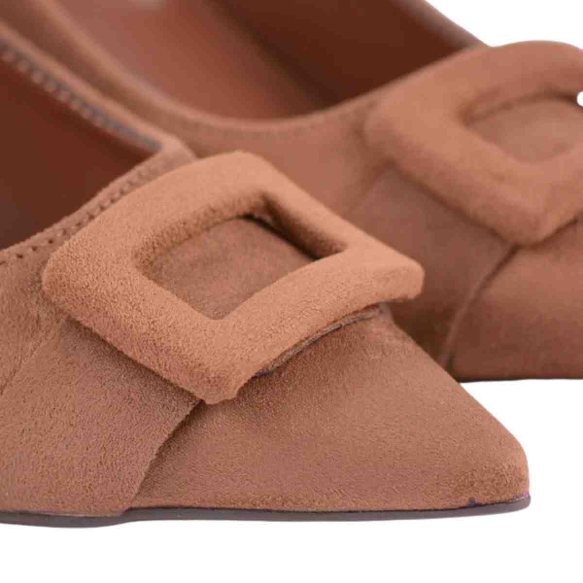 Sapato Feminino Slingback Via Marte Camurça Conhaque Conhaque 5