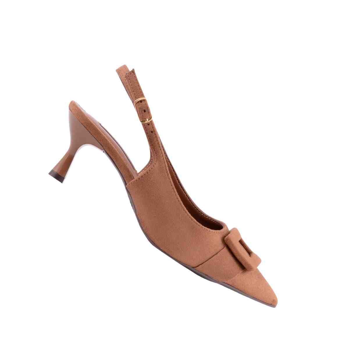 Sapato Feminino Slingback Via Marte Camurça Conhaque Conhaque 7