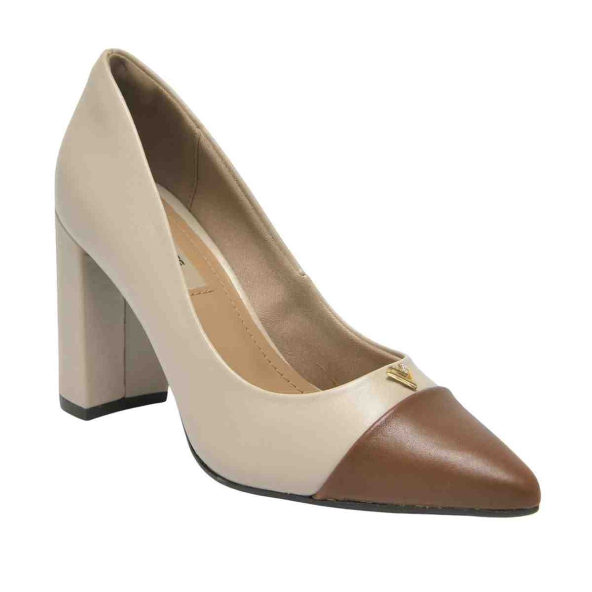 Sapato Feminino Scarpin Via Marte Bege E Marrom Bege/Marrom 2