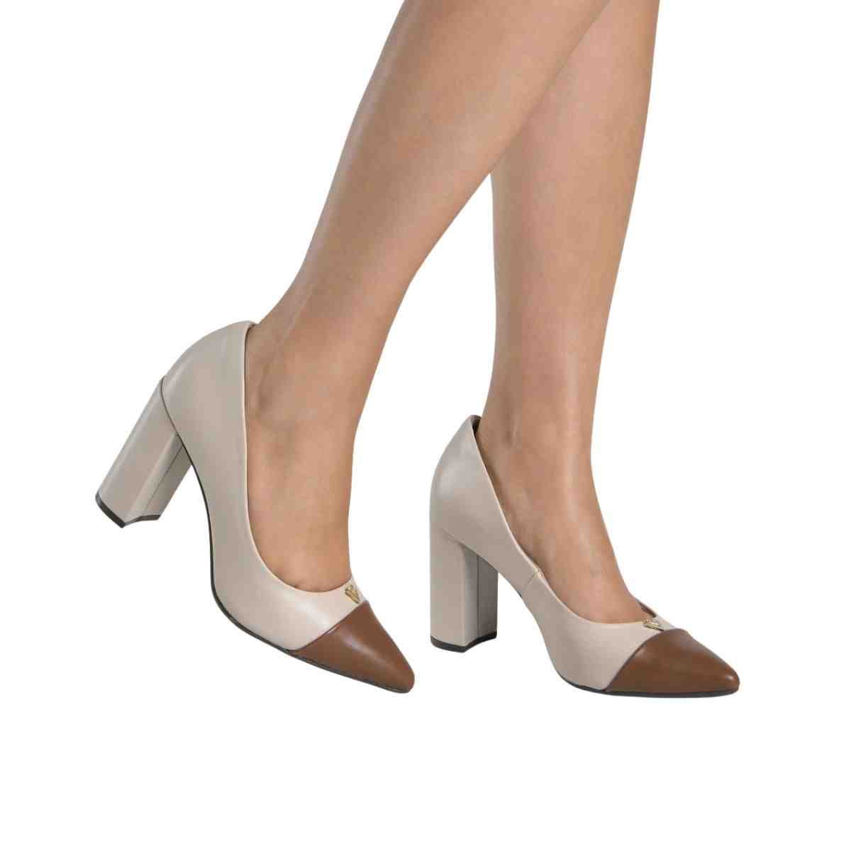 Sapato Feminino Scarpin Via Marte Bege E Marrom Bege/Marrom 4
