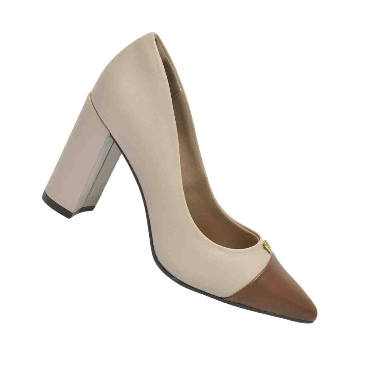 Sapato Feminino Scarpin Via Marte Bege E Marrom Bege/Marrom 6