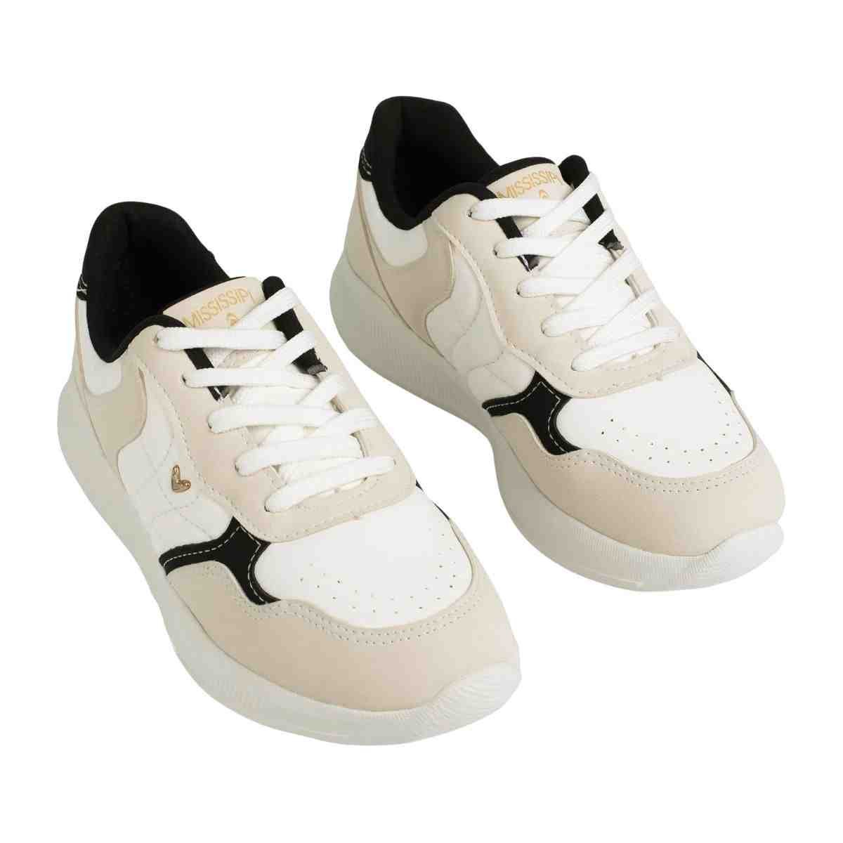 Tenis Moda Feminino Mississipi Gelo Branco/Bege 4