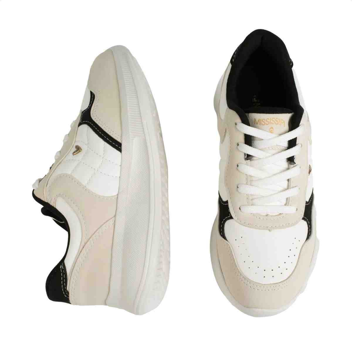 Tenis Moda Feminino Mississipi Gelo Branco/Bege 7