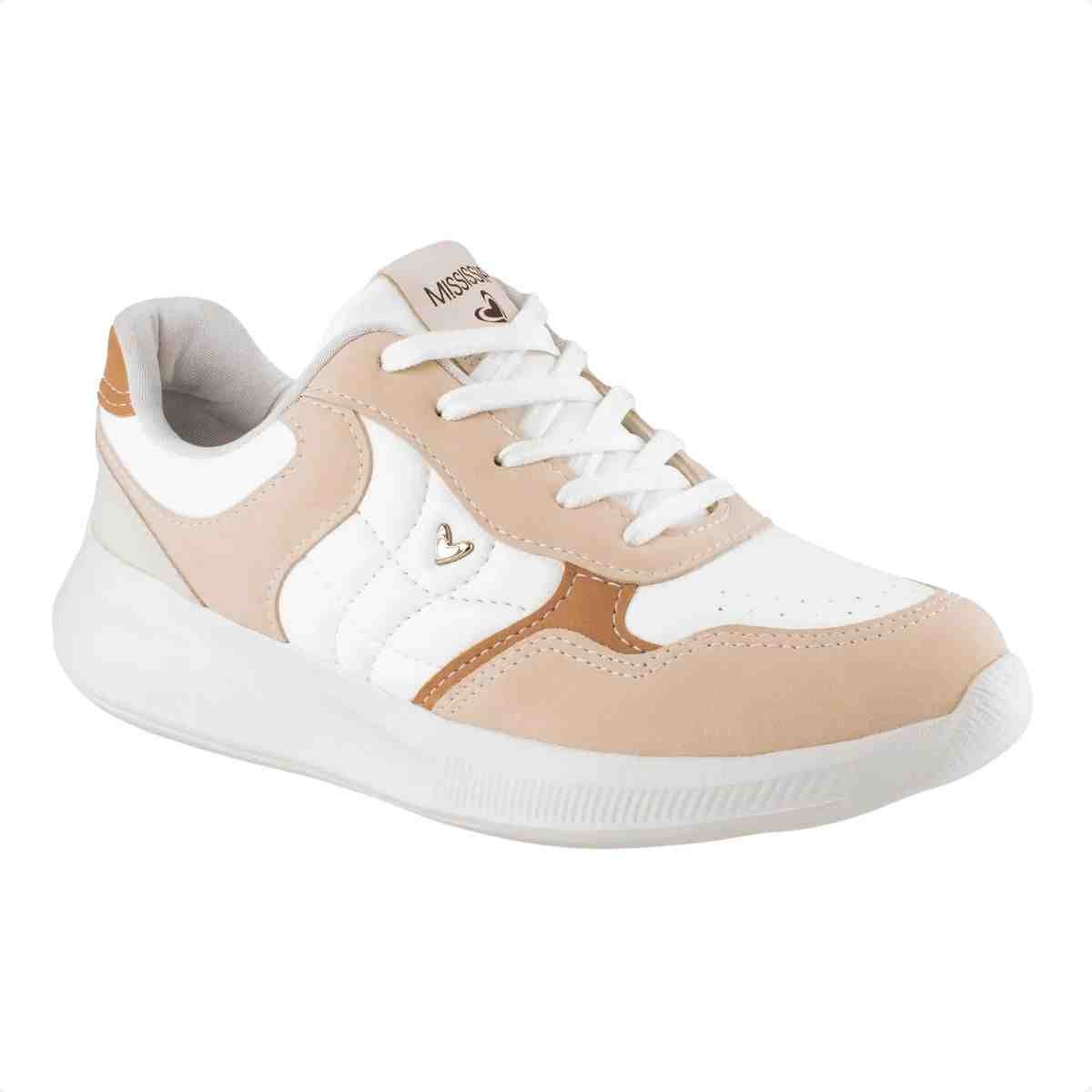 Tenis Moda Feminino Mississipi Bege Branco/Bege 3