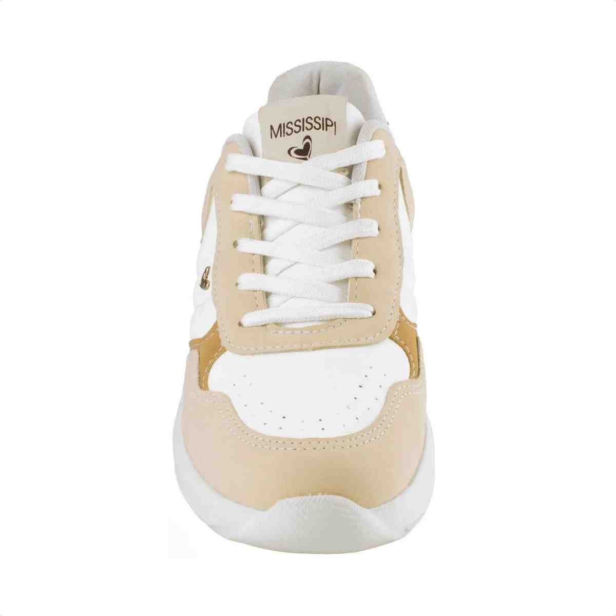 Tenis Moda Feminino Mississipi Bege Branco/Bege 6