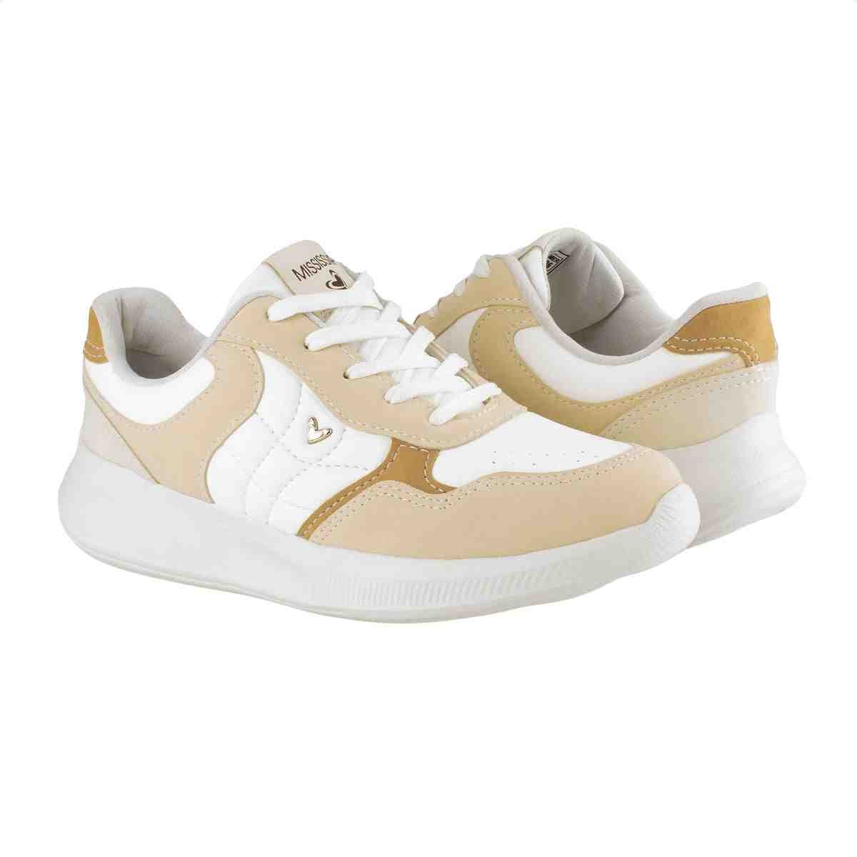 Tenis Moda Feminino Mississipi Bege Branco/Bege 7