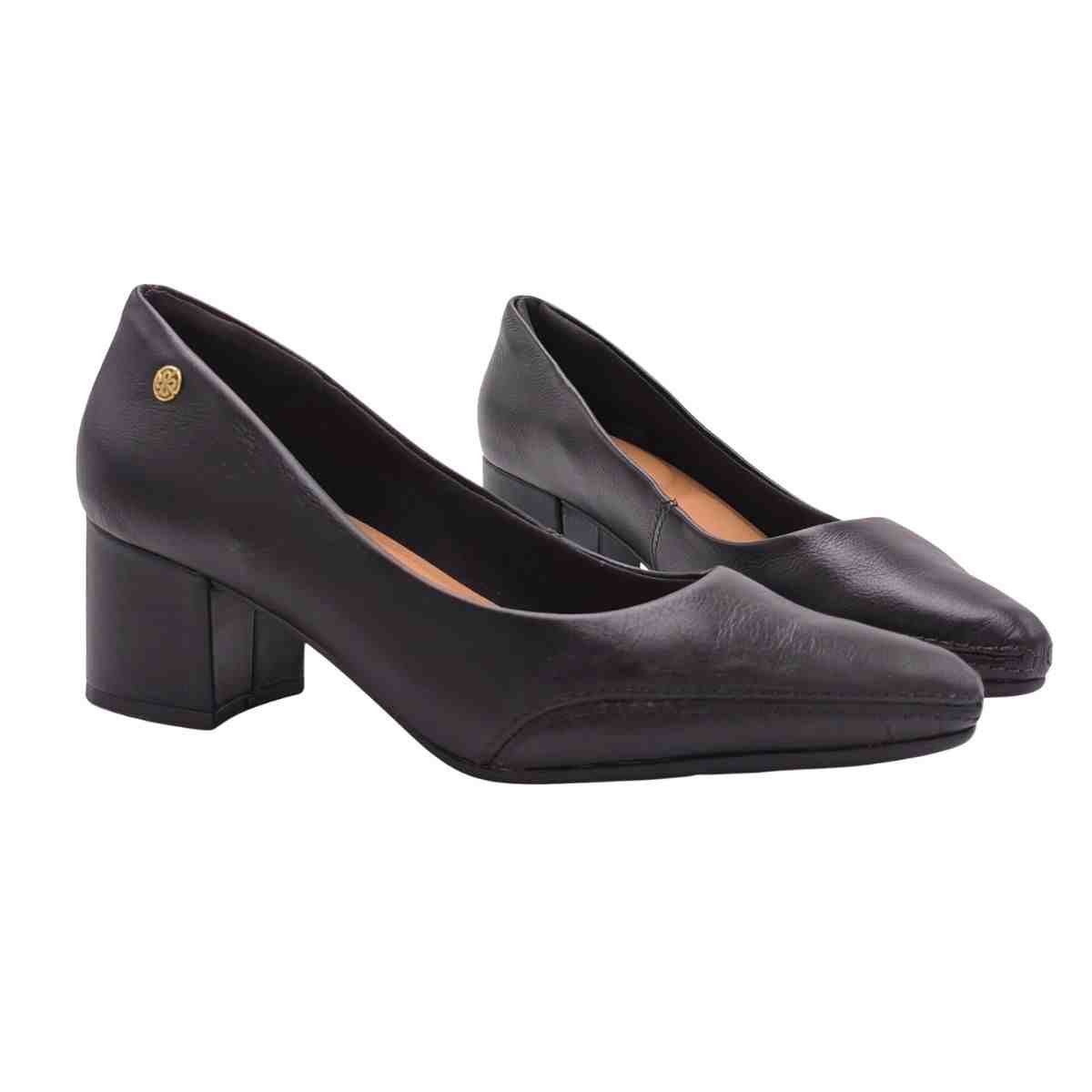 Sapato Feminino Salto Médio Grosso Ramarim Preto Preto 3