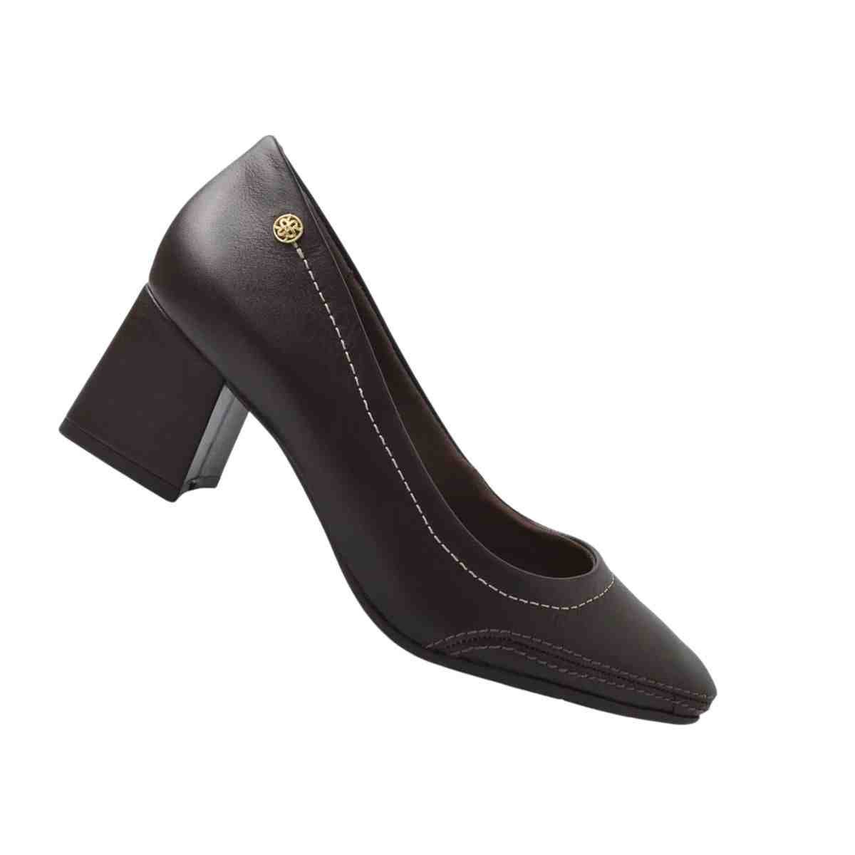 Sapato Feminino Salto Médio Grosso Ramarim Marrom Marrom 7