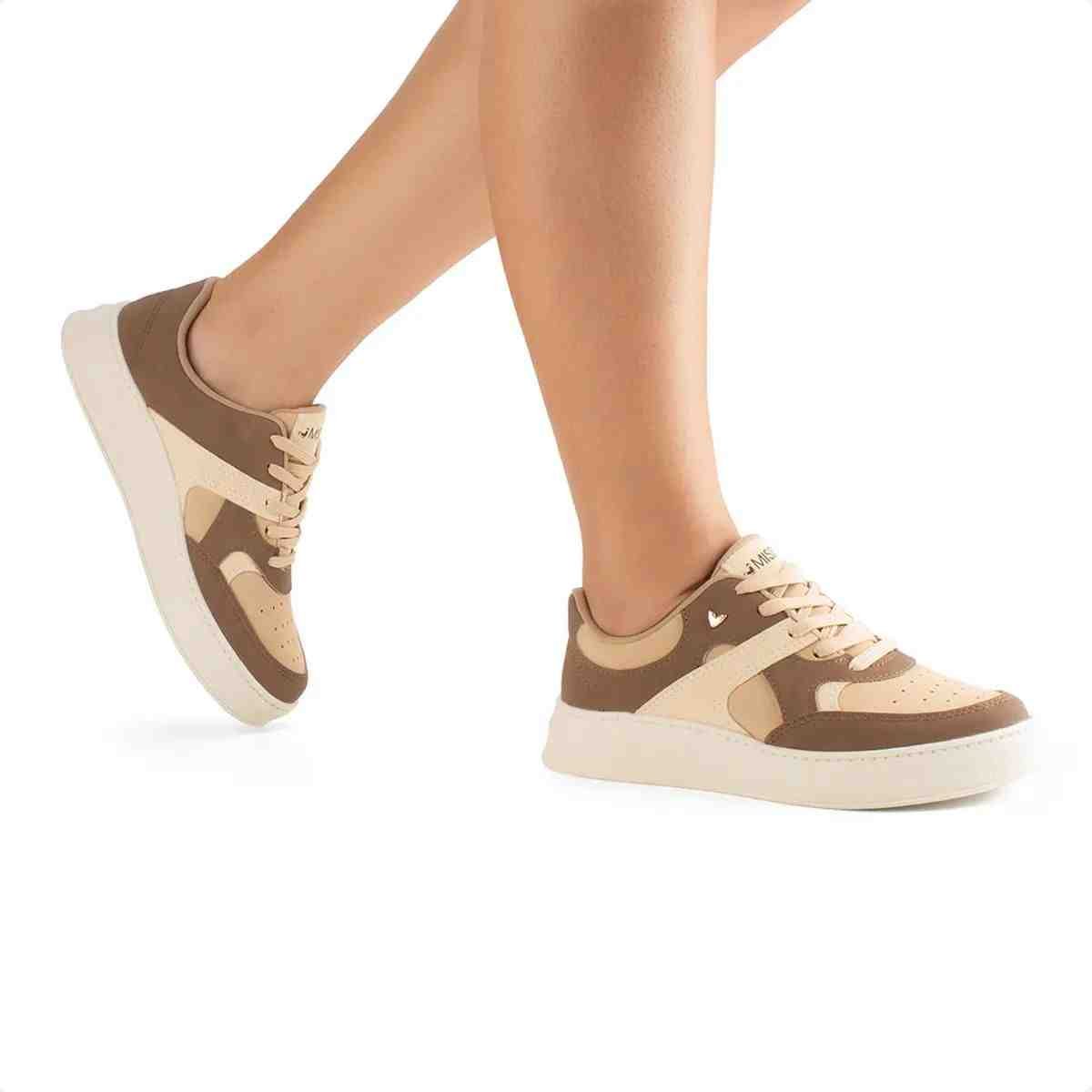 Tenis Moda Feminino Mississipi Bege Bege/Marrom 3