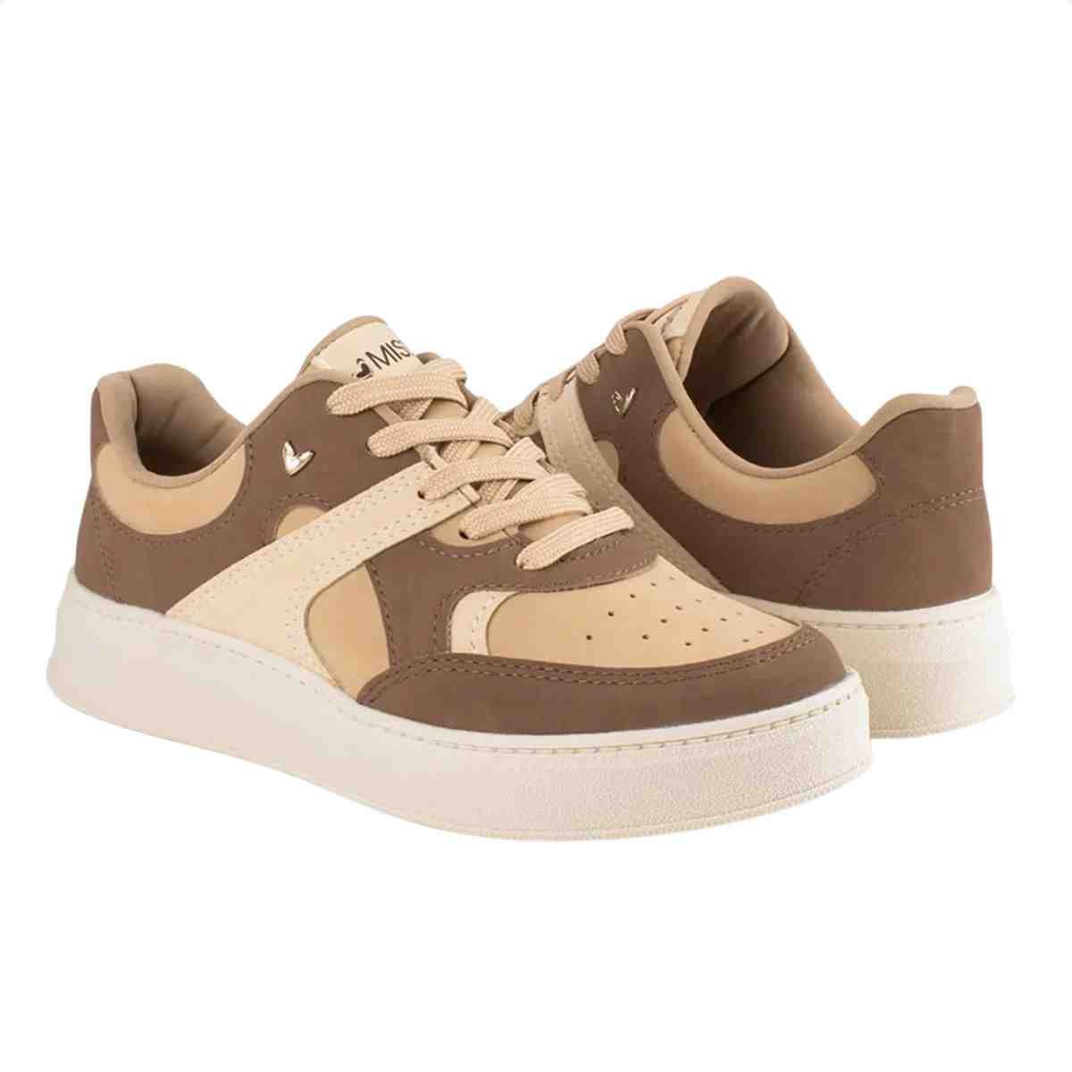 Tenis Moda Feminino Mississipi Bege Bege/Marrom 7