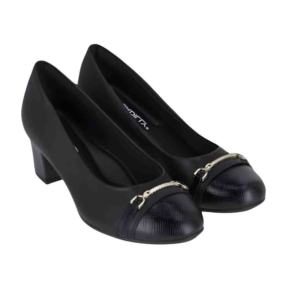 Sapato Feminino Salto Médio Grosso Piccadilly Preto Preto 5