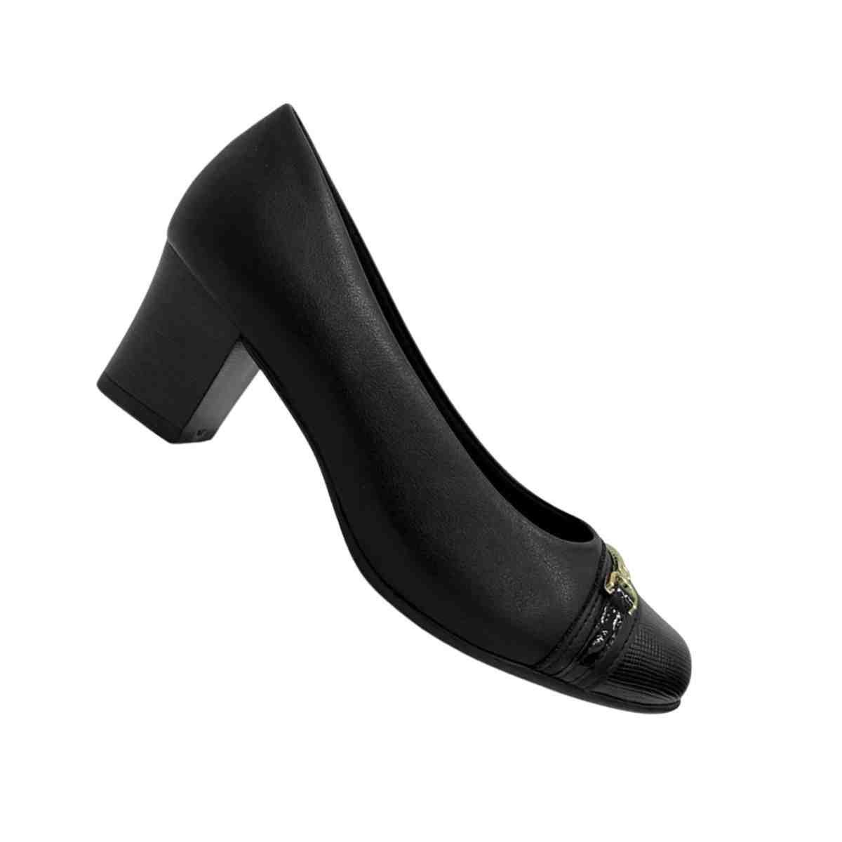 Sapato Feminino Salto Médio Grosso Piccadilly Preto Preto 7