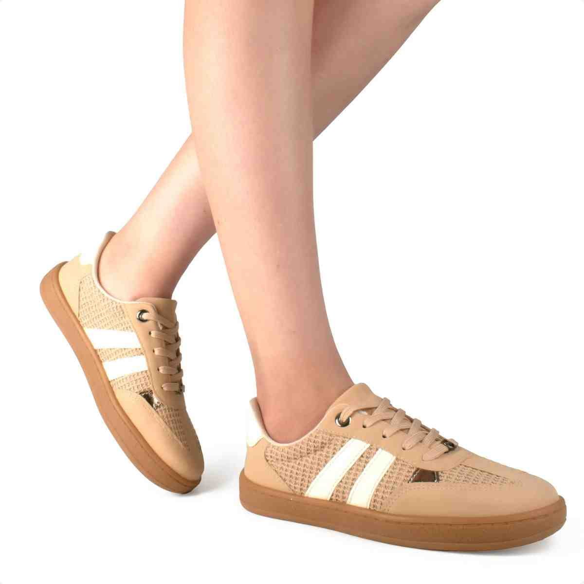 Tênis Casual Feminino Dakota Bege Bege 3