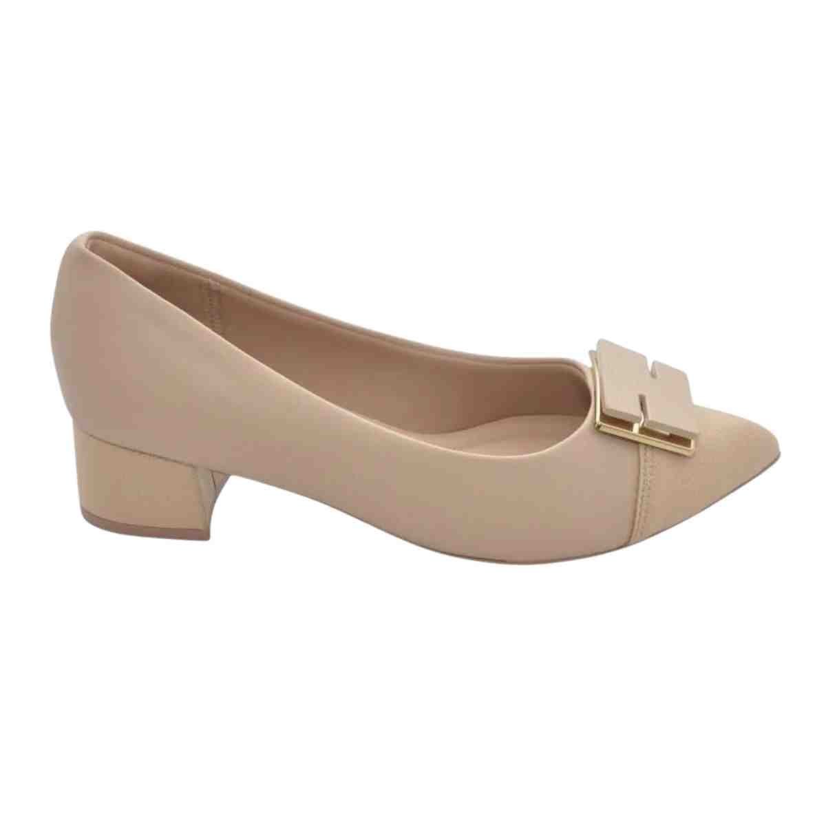 Sapato Feminino Salto Médio Grosso Piccadilly Bege