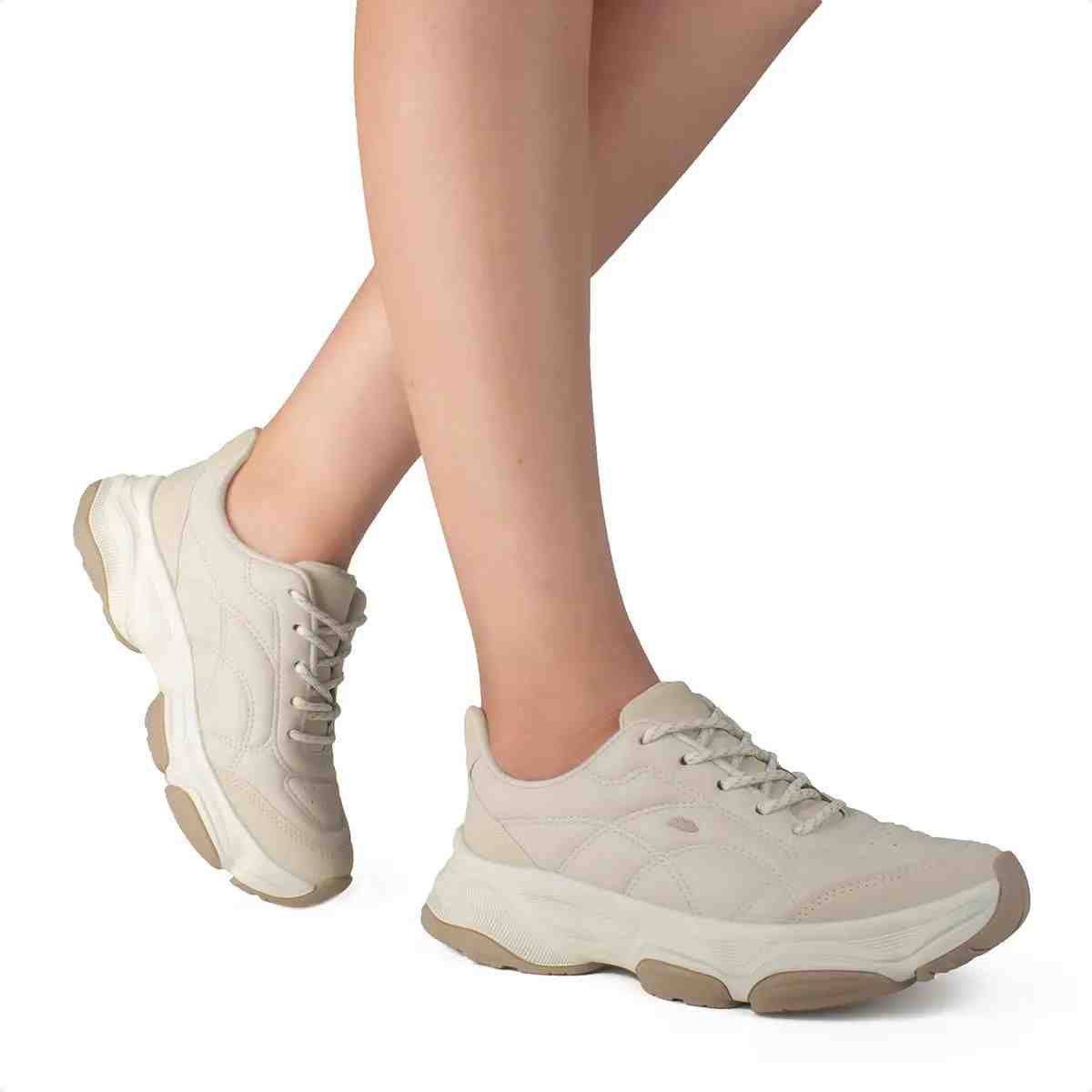 Tênis Sneaker Feminino Dakota Bege Bege 2