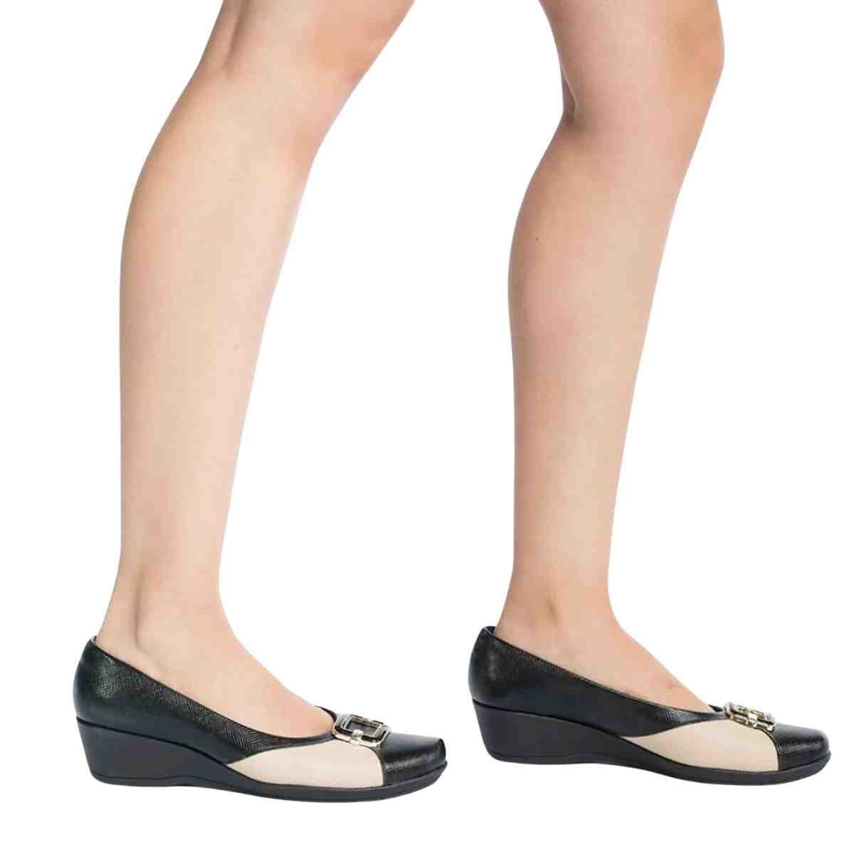 Sapato Feminino Anabela Piccadilly Ivone Preto Preto 3