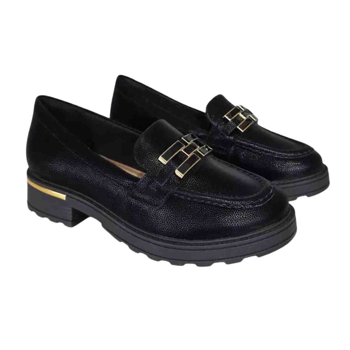 Sapato Feminino Mocassim Loafer Piccadilly Preto Preto 2