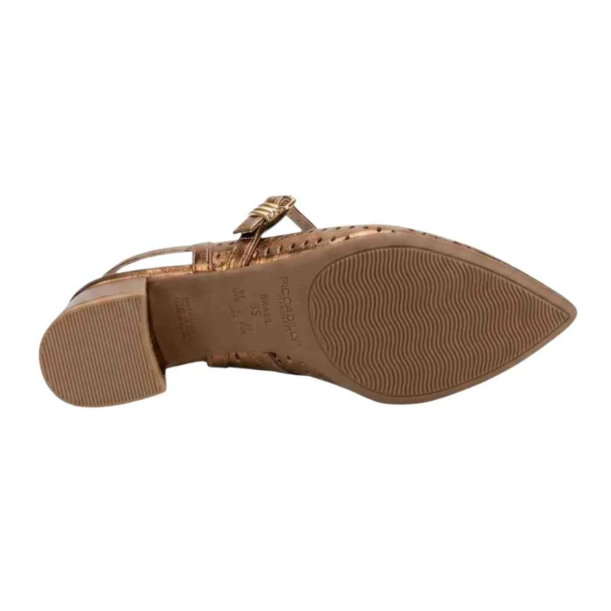 Sapato Feminino Salto Médio Grosso Piccadilly Dourado Dourado 4