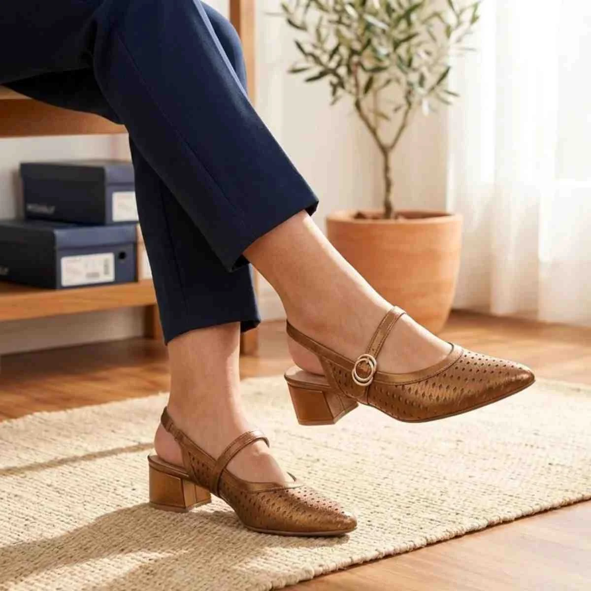 Sapato Feminino Salto Médio Grosso Piccadilly Dourado Dourado 5