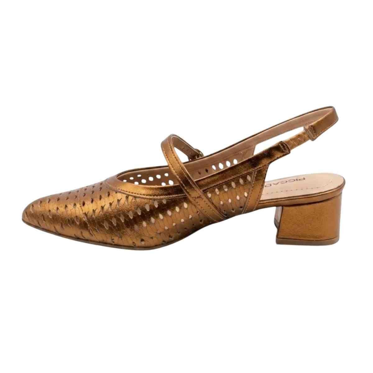Sapato Feminino Salto Médio Grosso Piccadilly Dourado Dourado 6