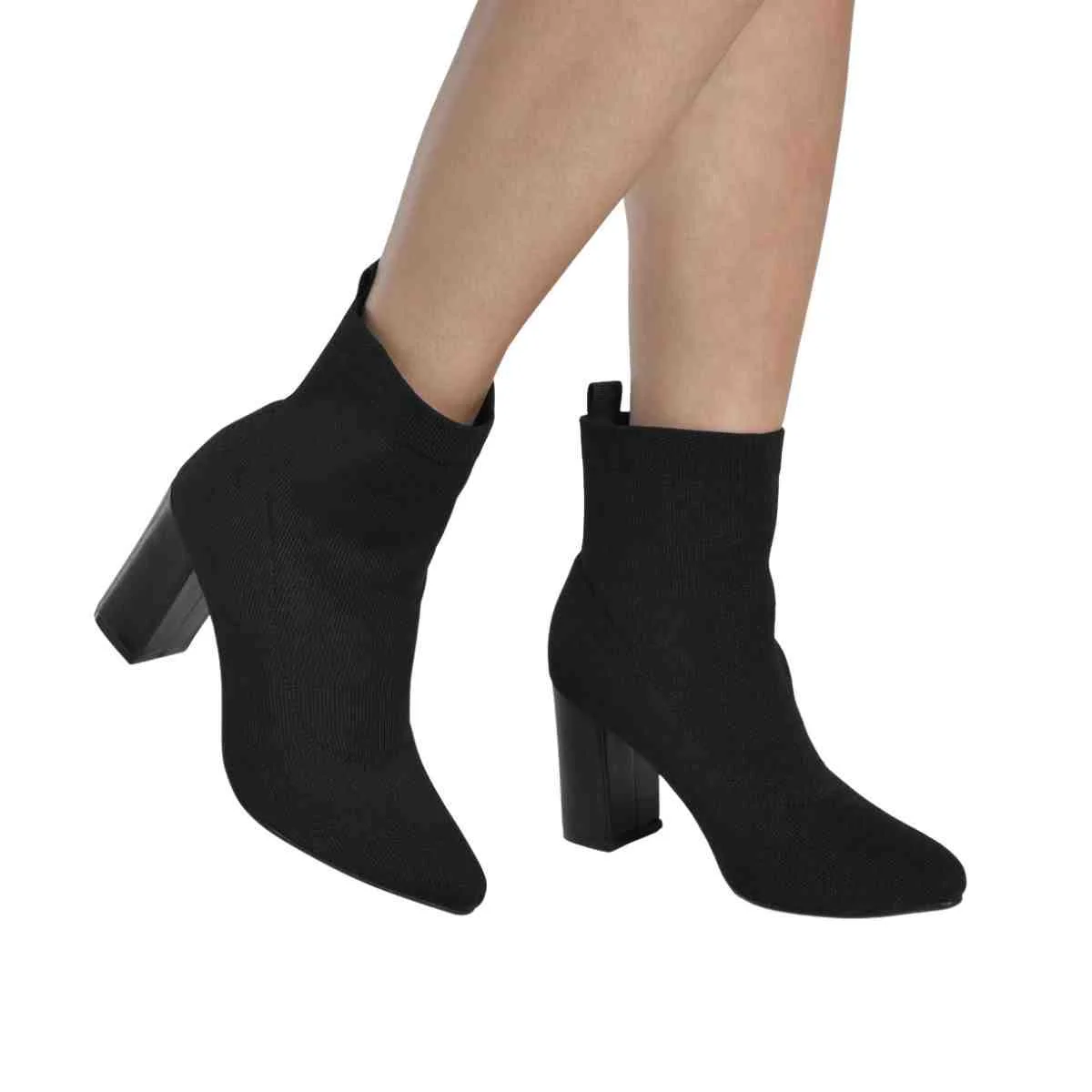 Bota Feminina Social Cano Baixo Via Marte Preta Preto 4