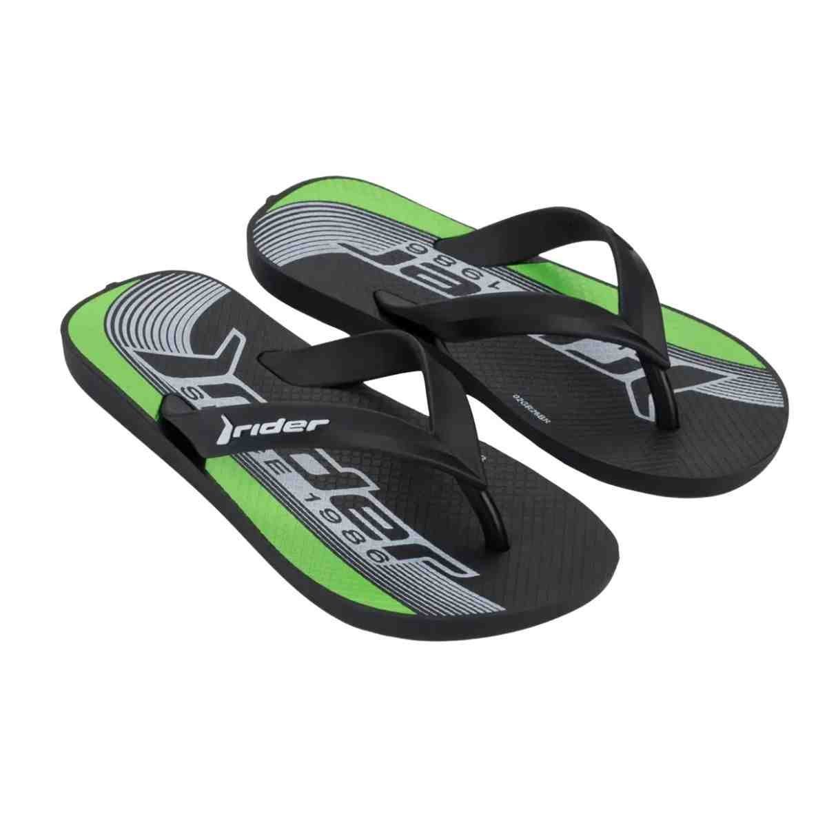 Chinelo Masculino Dedo Rider Feel Urban Preto E Verde Preto/Verde 2