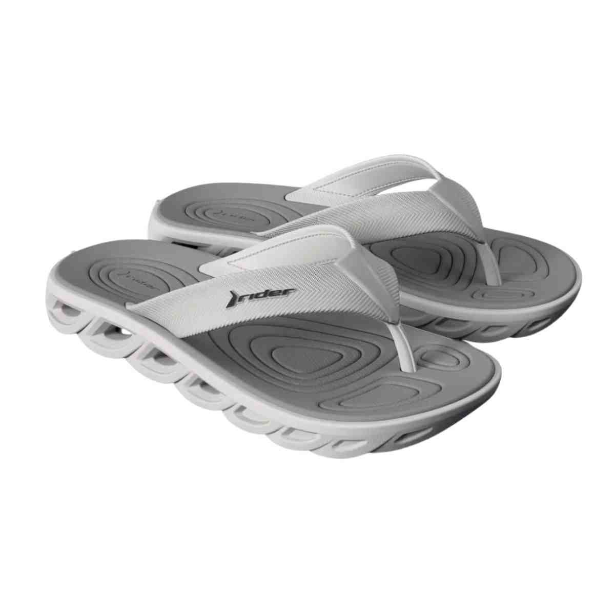Chinelo Masculino Dedo Rider R Power Low Branco Branco/Cinza 2