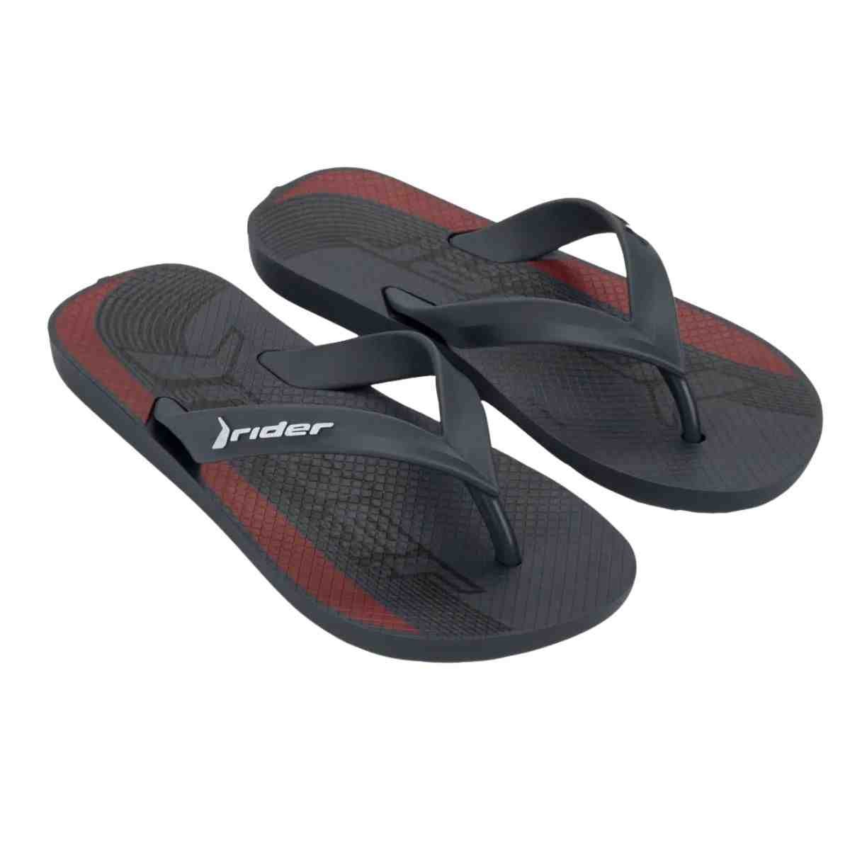 Chinelo Masculino Dedo Rider Feel Urban Cinza E Vermelho Cinza Escuro 2