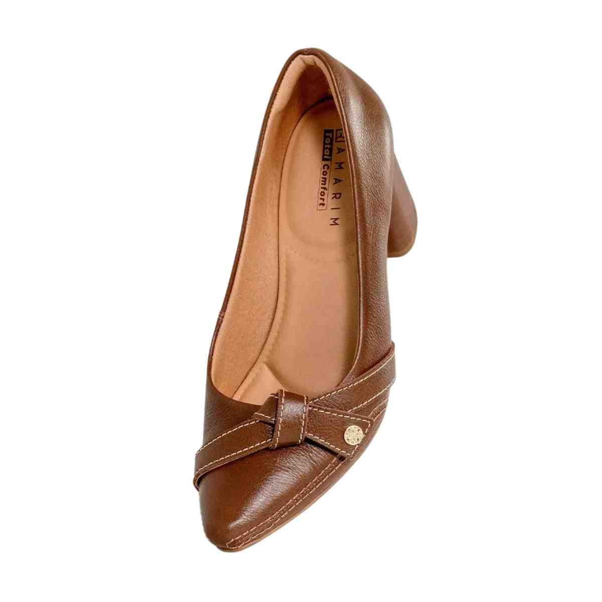 Sapato Feminino Salto Médio Scarpin Ramarim Marrom Capuccino 3