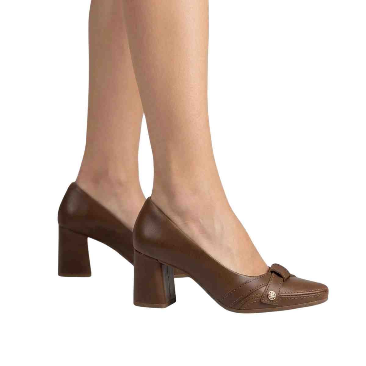 Sapato Feminino Salto Médio Scarpin Ramarim Marrom Capuccino 4